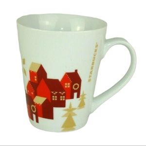 Starbucks White Red Gold Christmas Holiday 2013 Coffee Mug 13oz